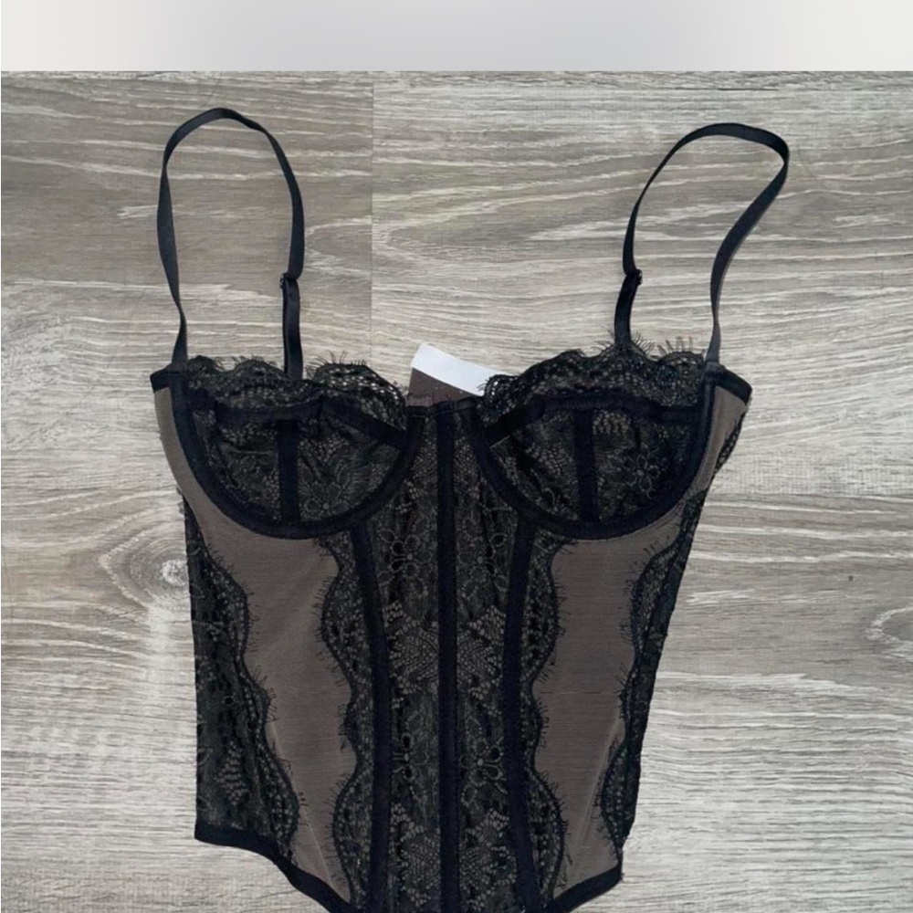 Black Lace Bustier Top